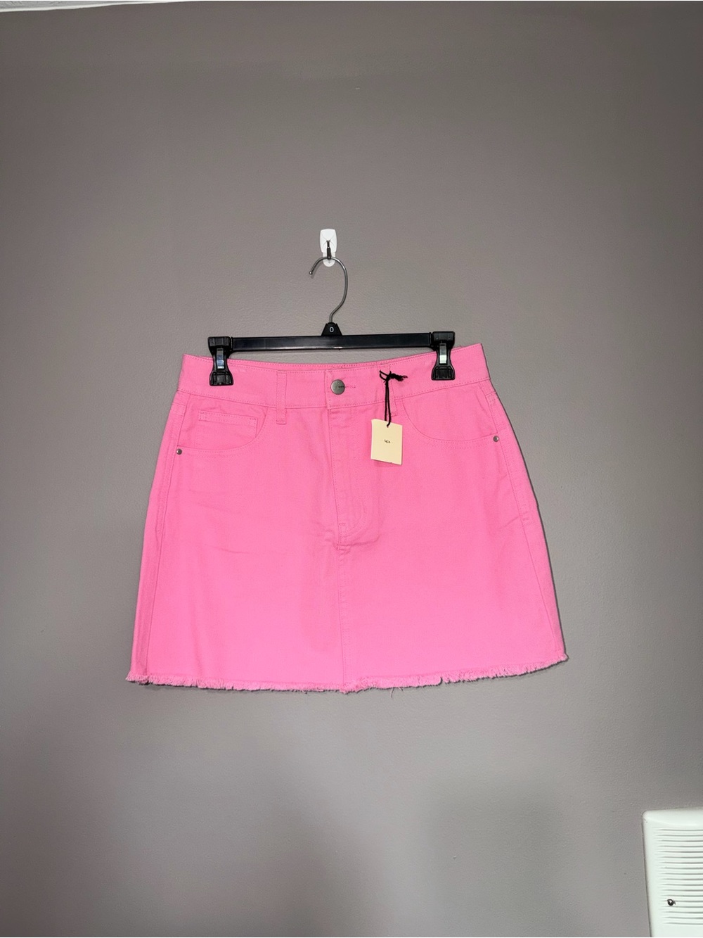 Bright Pink Denim Mini Skirt - Women's Casual Skirt